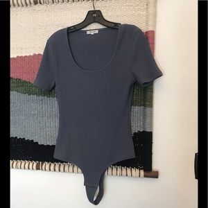 Madewell scoopneck charcoal unitard.